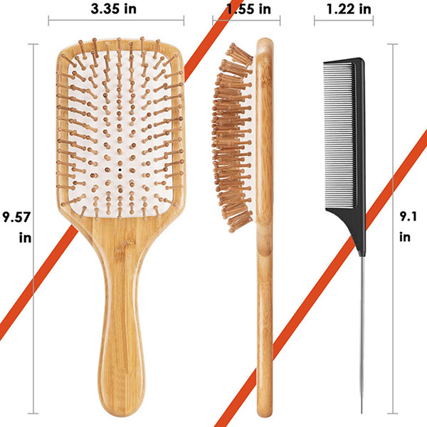 Bamboo Brush and Detangle Tail Comb Kit
