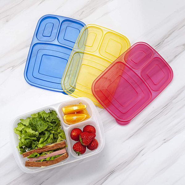 3 Compartments Bento Lunch Box Containers