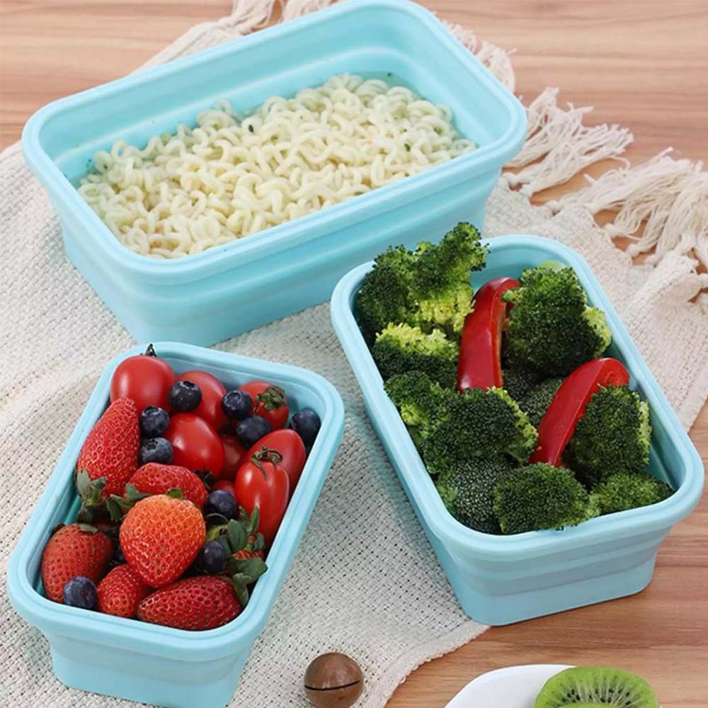  Silicone Rectangular Collapsible and Stackable Food Storage