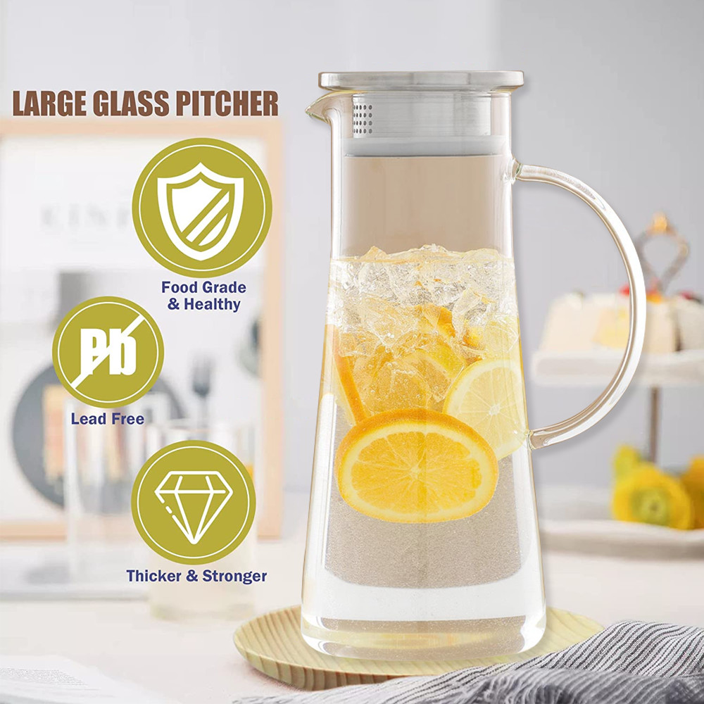 1500ml glass water pitche with ss lid