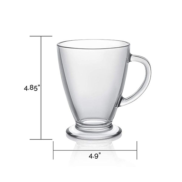 Set of 6 Clear Glass Coffee Cups 16 Oz 