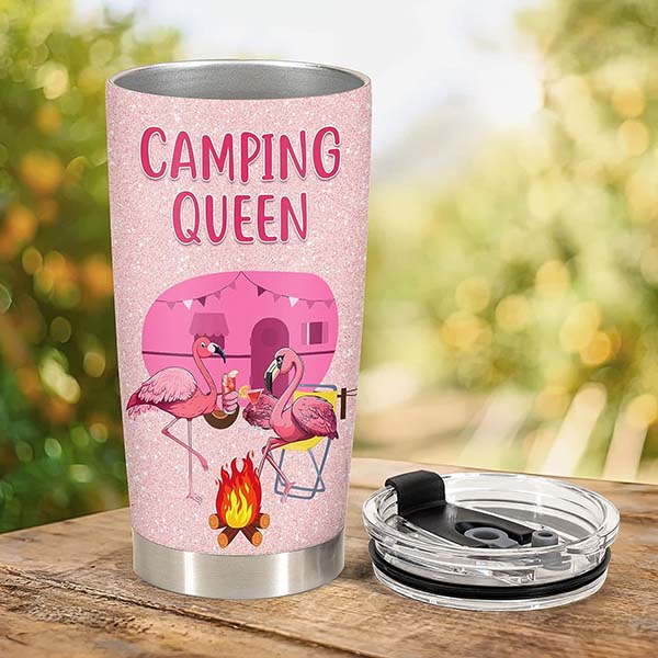 Funny Flamingo Coffee Cup for Camping Lovers Women 