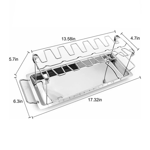 Stainless Steel BBQ Chicken Leg Grill Rack with Drip Pan
