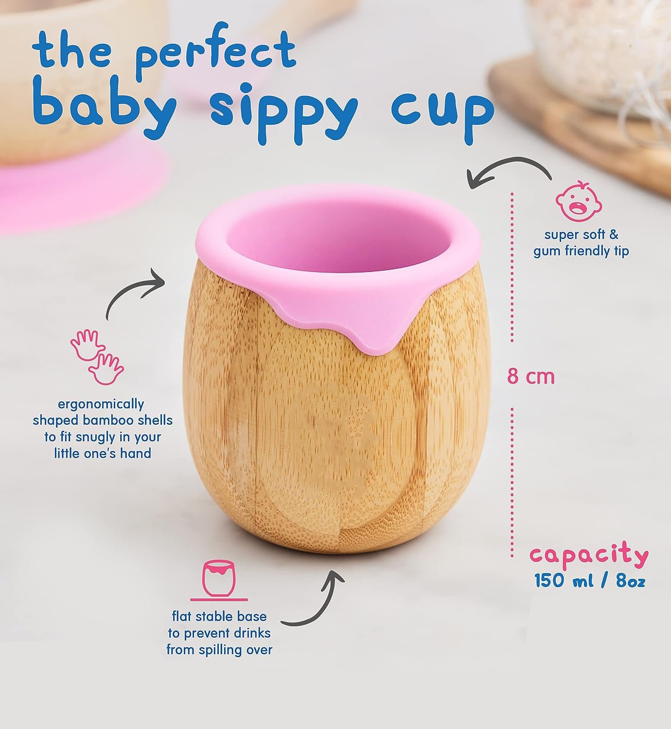 Bamboo Cup for Baby with Silicone Liner