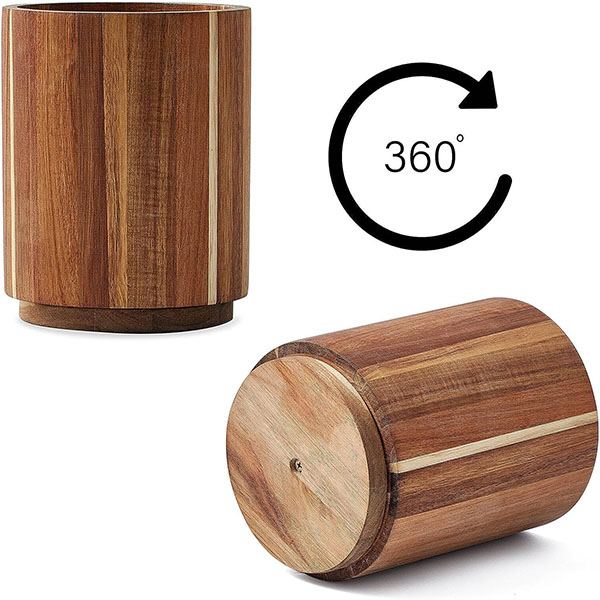 Acacia Wood Utensil Holder 360° Rotating