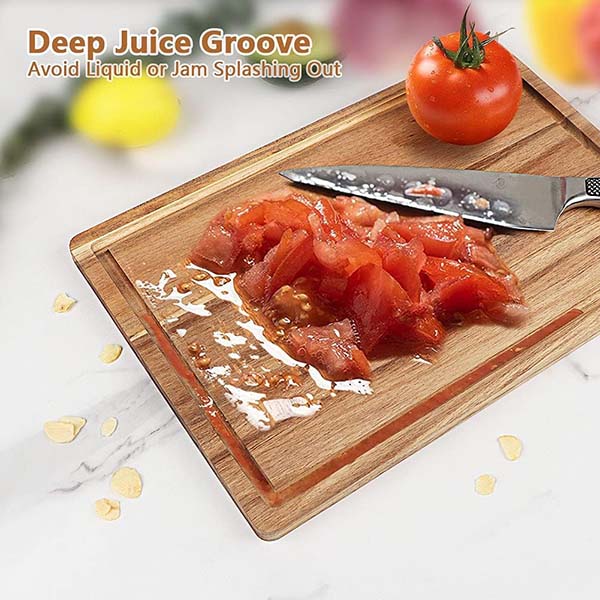 Acacia Wood Cutting Board Set with Juice Groove (3 Pieces
