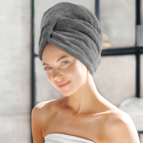 Microfiber Hair Towel Wraps with Button