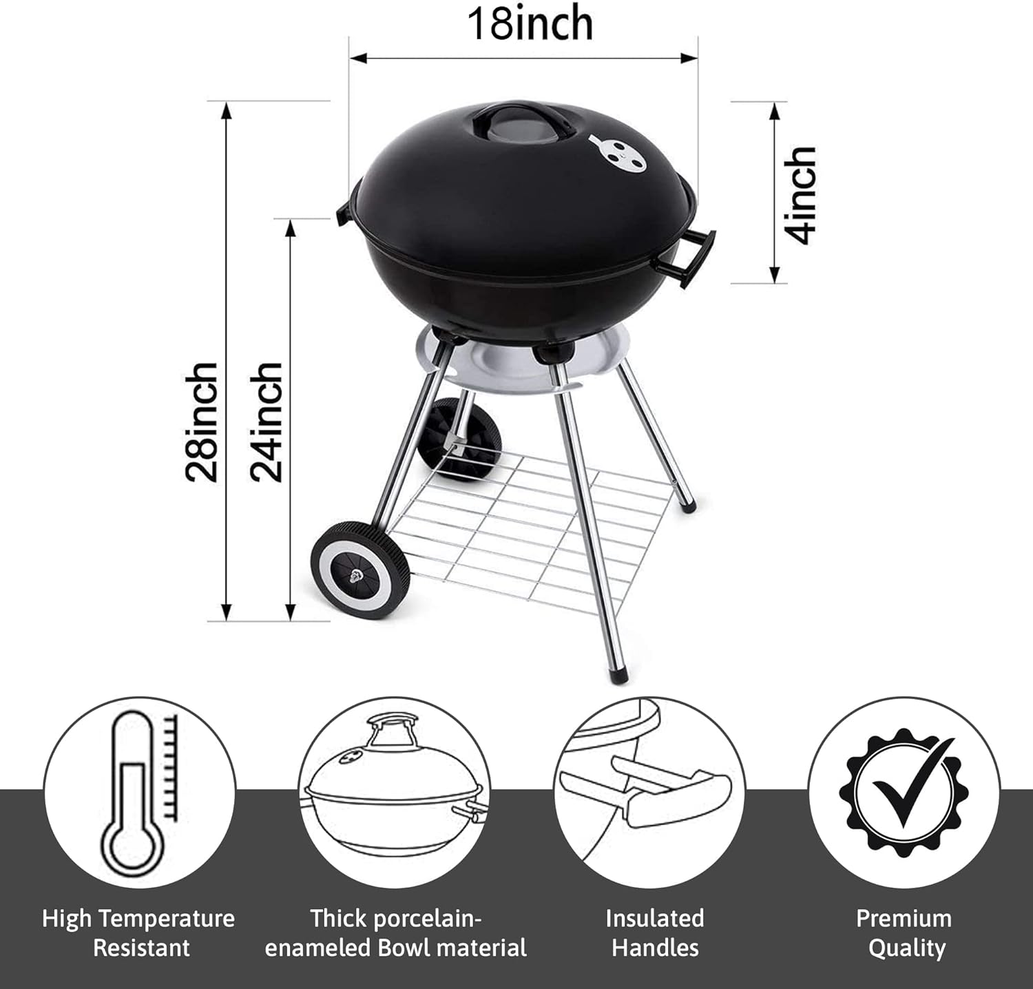 Outdoor Cooking Barbecue Camping BBQ Coal Kettle