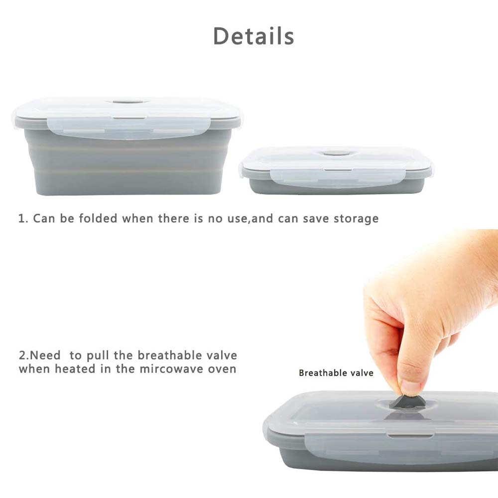  Silicone Rectangular Collapsible and Stackable Food Storage