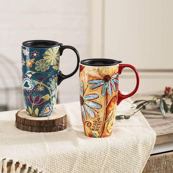 17 oz Ceramic Coffee Mugs with lid