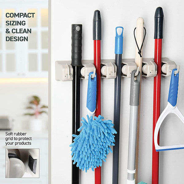  Mop And Broom Holder - Garage Storage Systems with 5 Slots