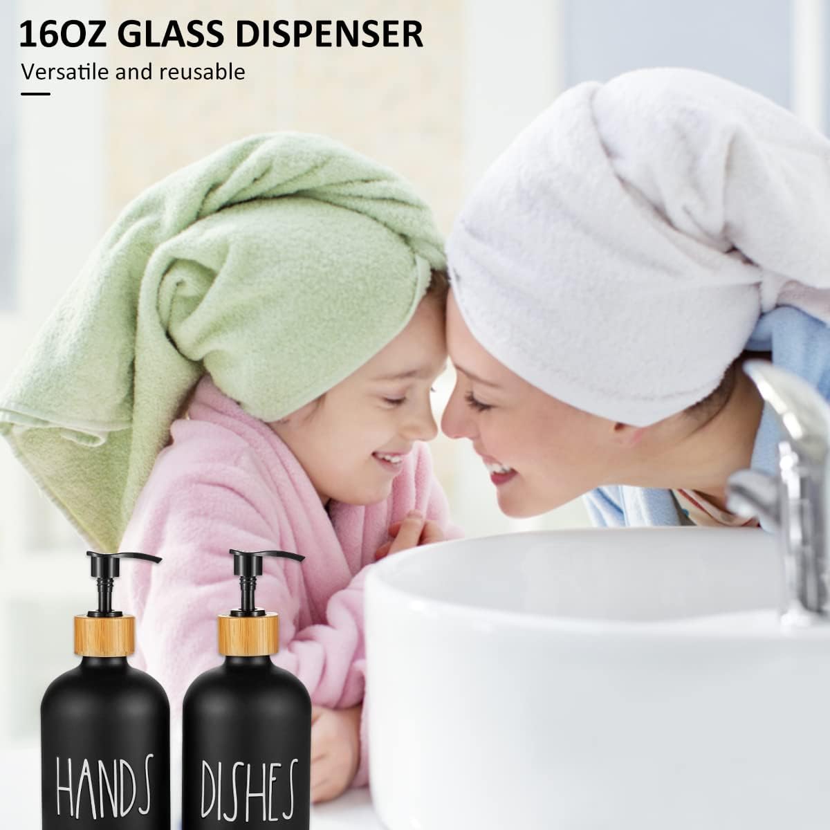 Soap Dispenser Bottle with Bamboo Pump