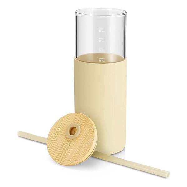 Straw cup with bamboo lid