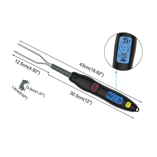 BBQ Meat Instant Read Thermometer with Fork