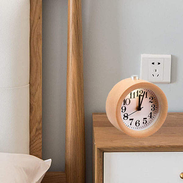 Wood table Snooze Alarm Clock with nightlight