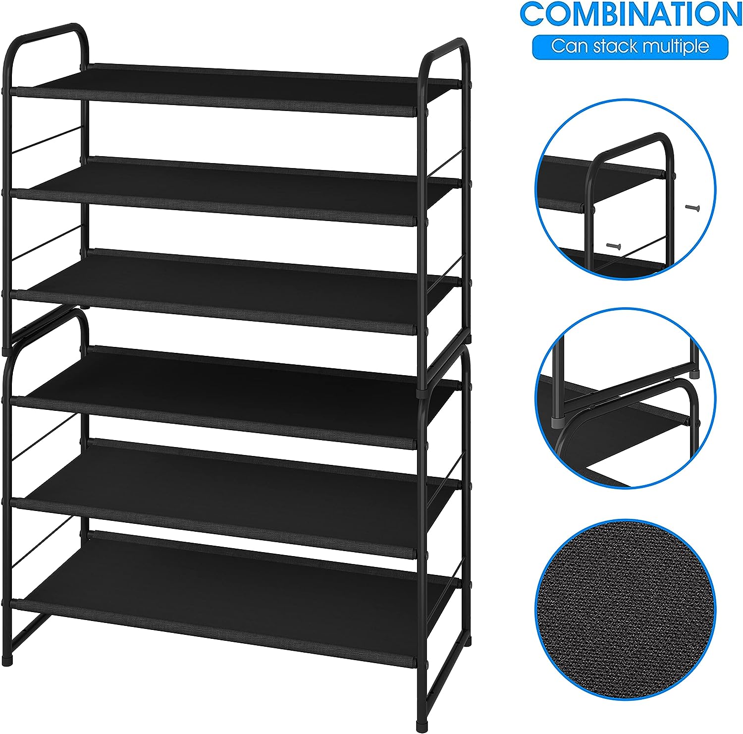 3-Tier Shoe Rack Storage(Black)