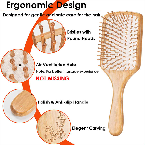 Bamboo Brush and Detangle Tail Comb Kit
