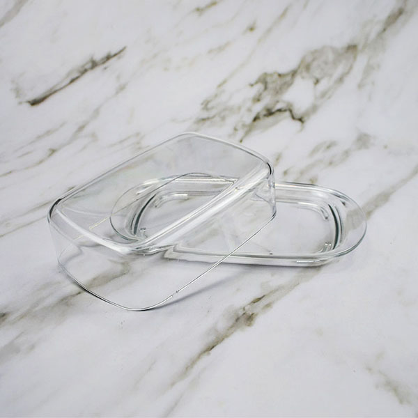 Double-Wide Clear Acrylic Butter Serving Storage Dish with L