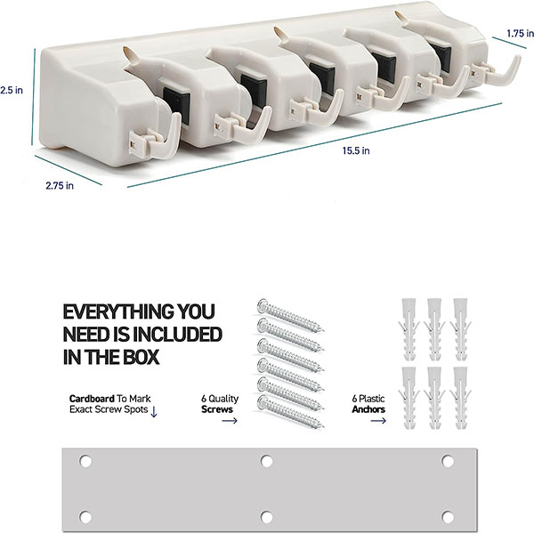  Mop And Broom Holder - Garage Storage Systems with 5 Slots