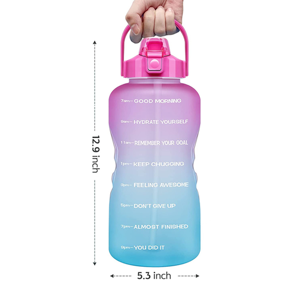 64oz Motivational Water Bottle with Time Marker & Straw
