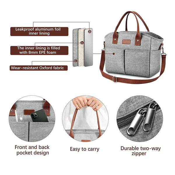 Insulated Thermal Lunch Tote Bag 