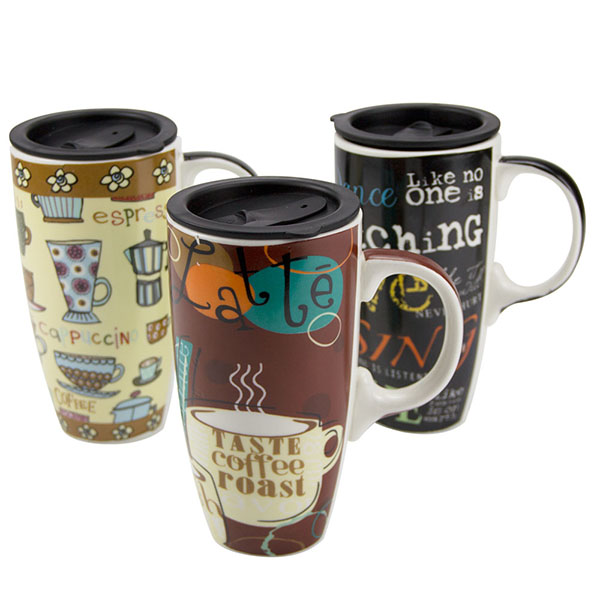 17 oz Ceramic Coffee Mugs with lid