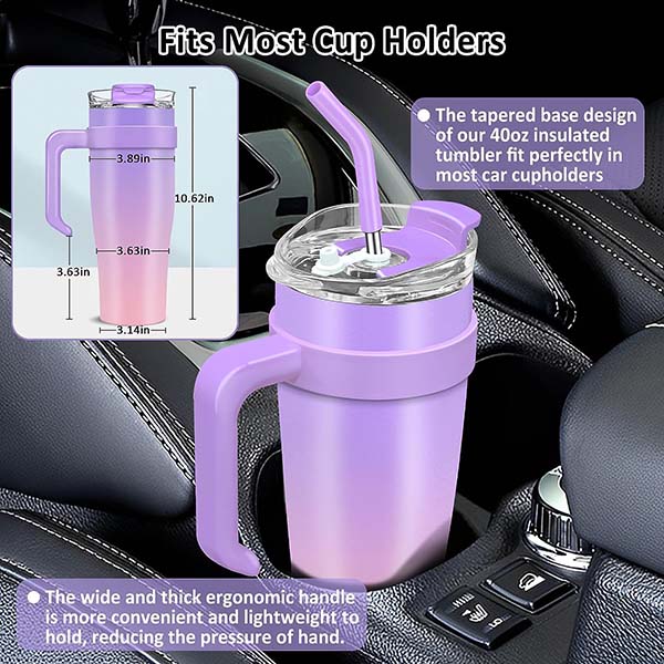 40oz Tumbler with Handle and Straw Lid