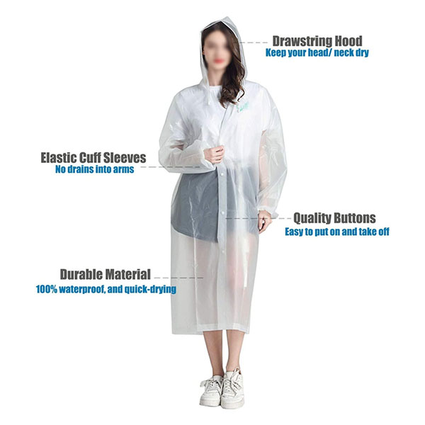  Portable EVA Reusable Raincoats for Adults
