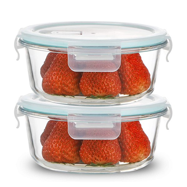 Glass food container with lid