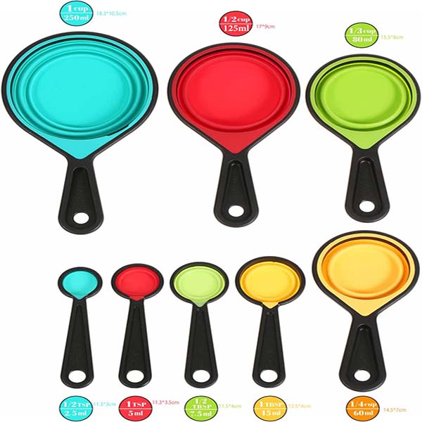 Collapsible Silicone Measuring Cups and Spoons Set 8