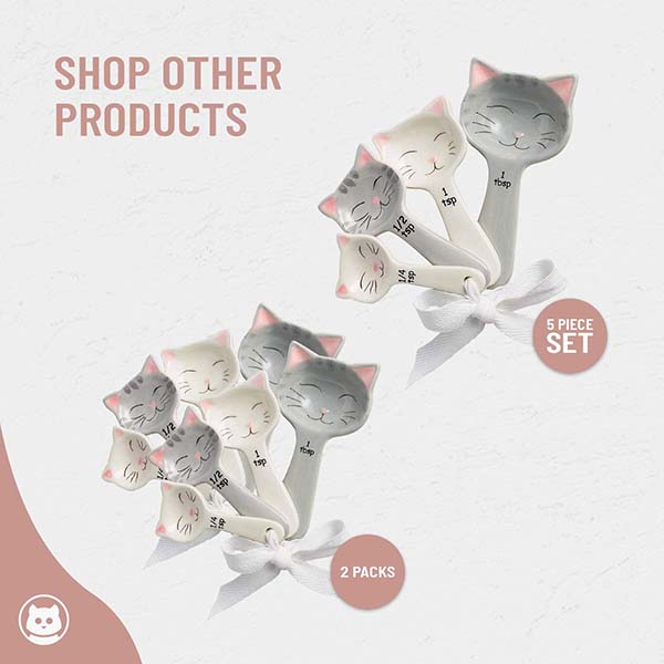Cute Cat Little Kittens Ceramic Measuring Spoon Set