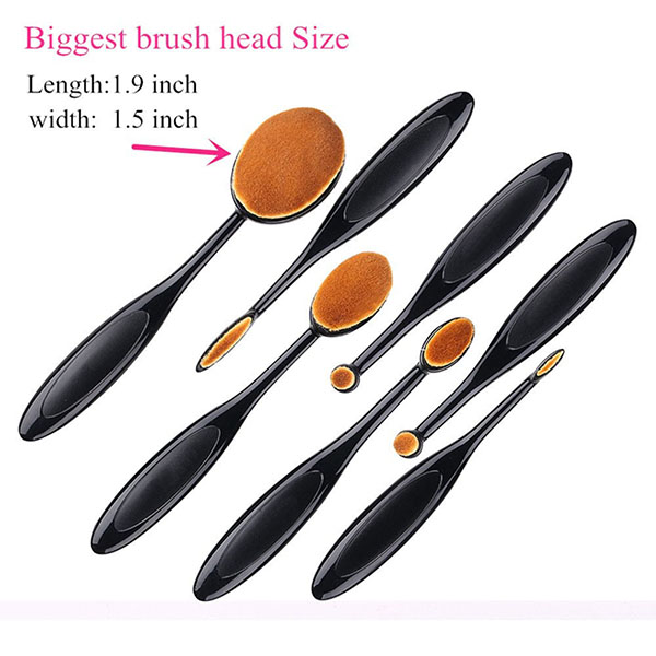 7PCS Black Oval Toothbrush Makeup Brush Set