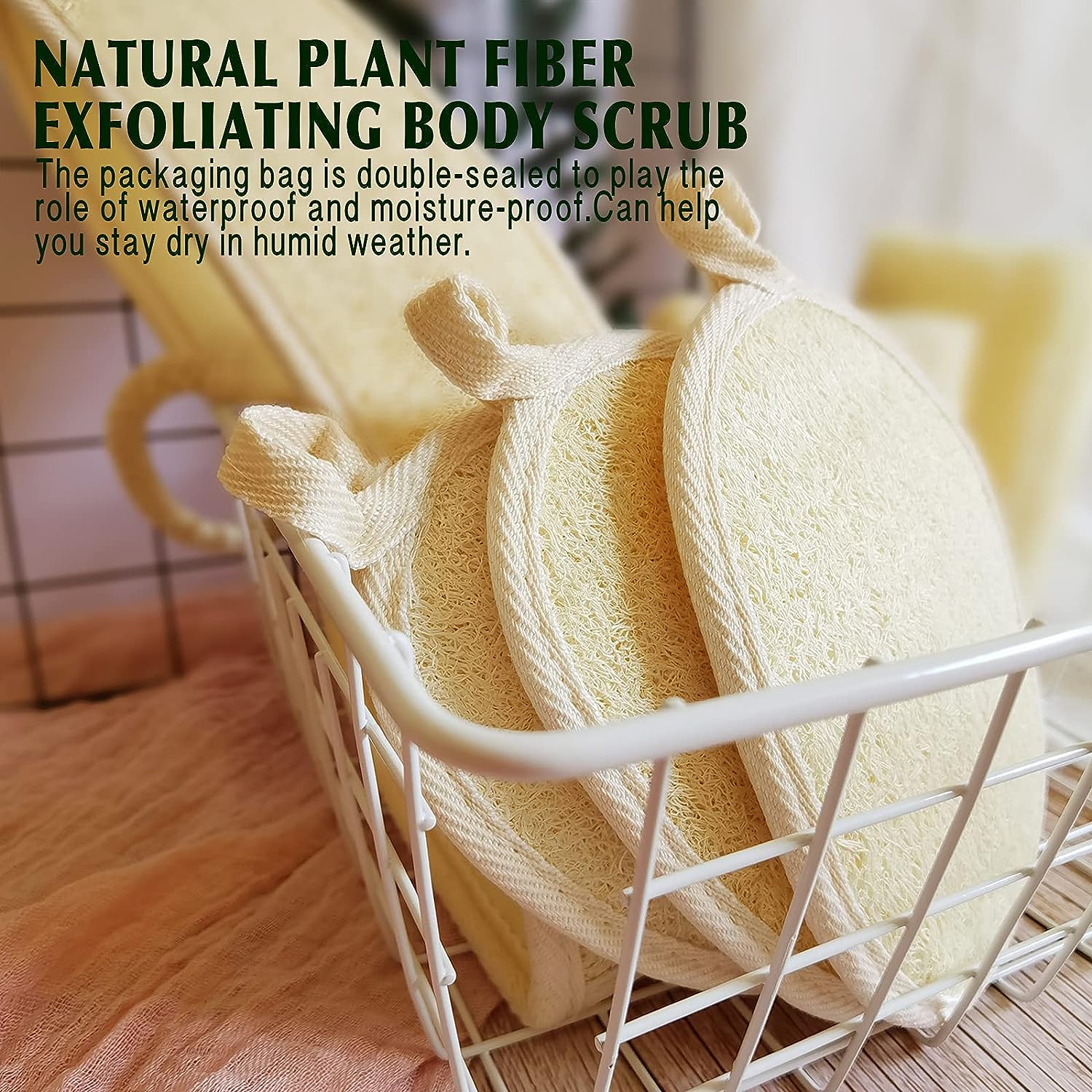Natural Loofah Sponge Exfoliating Body Scrubber (3 Pack)