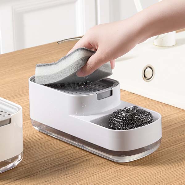 Soap dispener with sponge holder