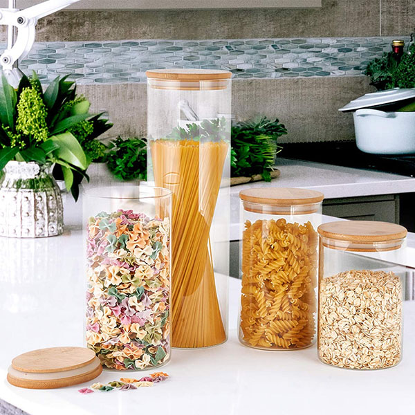 Food Storage Jars Containers with Airtight Bamboo Lid