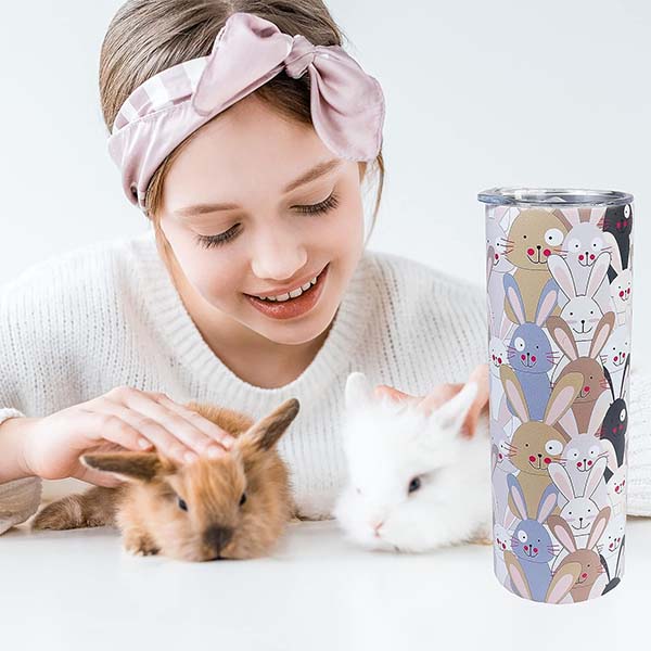 Rabbit Tumbler With Lid and Straw 20 oz
