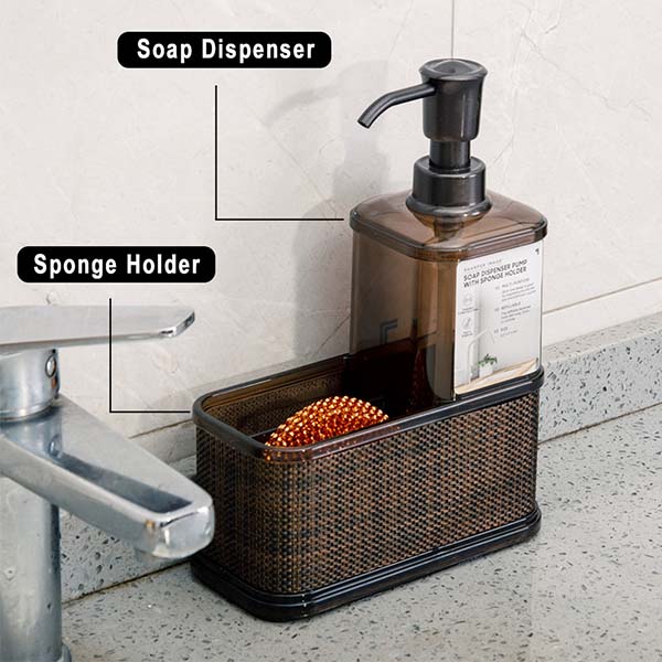 Hand Soap Dispenser Pump Bottle with Sponge holder