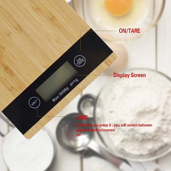 Bamboo Panel Electronic Digital Kitchen Scale