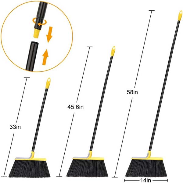 plastic angle broom with long metal stick