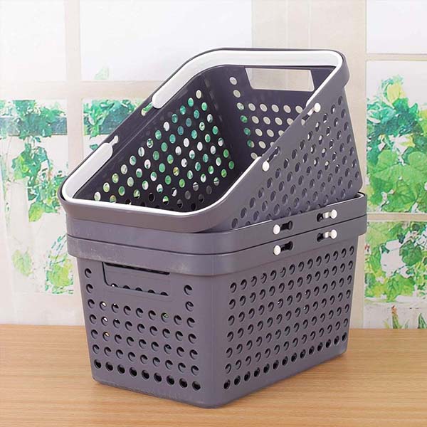 Portable Round hole plastic storage basket with handle 