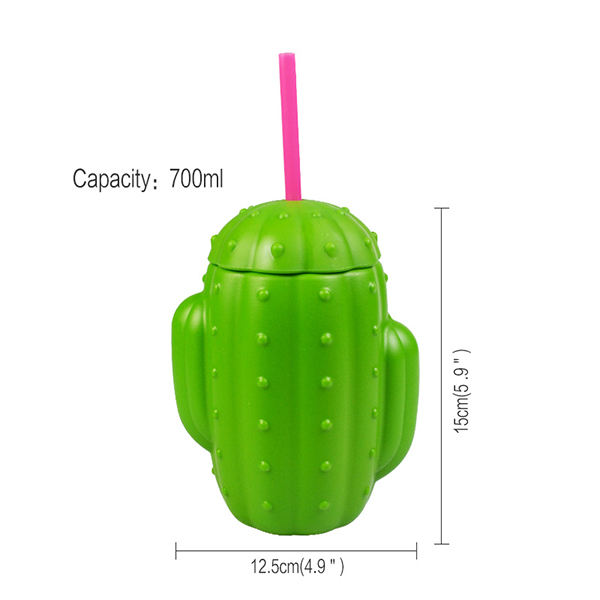 Cactus water cup with straw