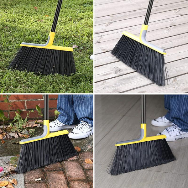 plastic angle broom with long metal stick