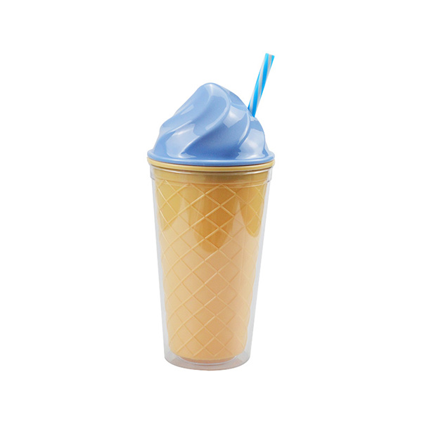  Ice Cream Double Wall  Tumbler with Straw 