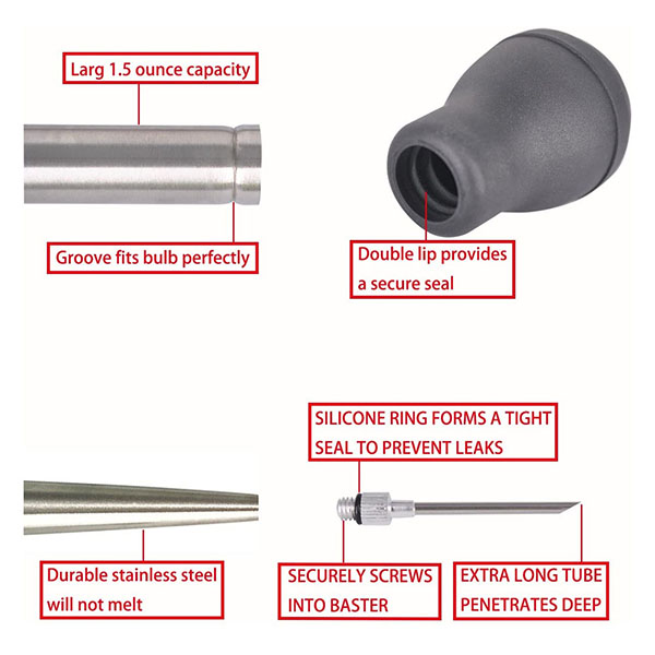 Stainless Steel Baster with Injector and Cleaning Brush