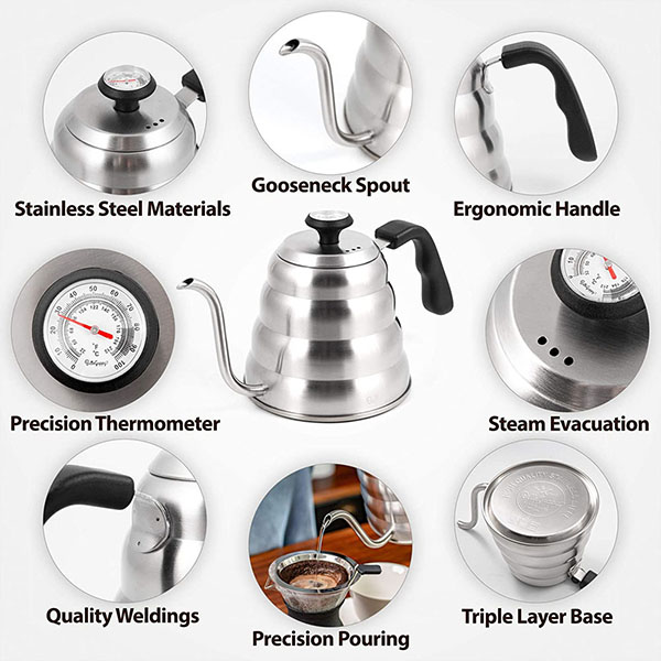 Pour Over Coffee Kettle with Thermometer 