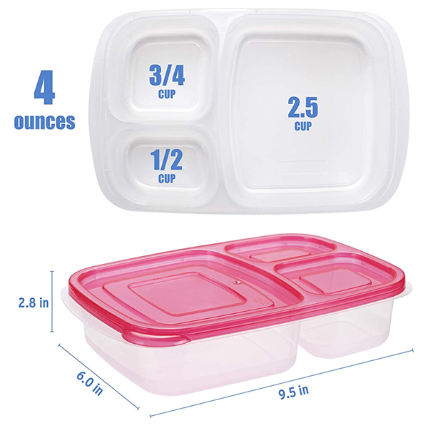 3 Compartments Bento Lunch Box Containers