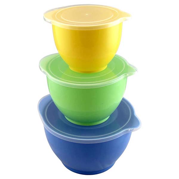 3 Piece Storage and Batter Mixing Bowl Set with Lids