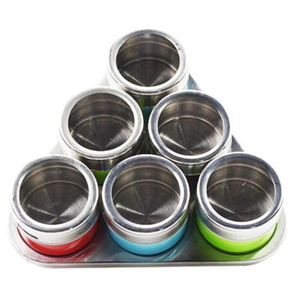 6pcs stainless steel  magnetic spice rack