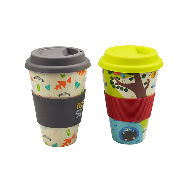 Reusable Bamboo Fiber Travel Coffee Cup With Lid