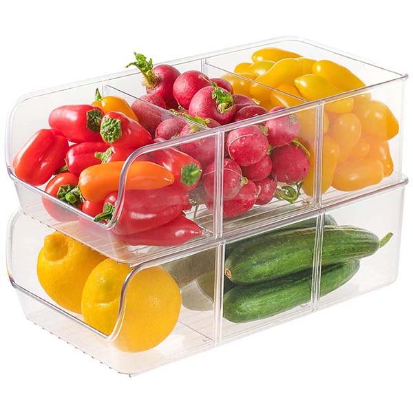 PET freezer Organizer Bins with Removable Dividers